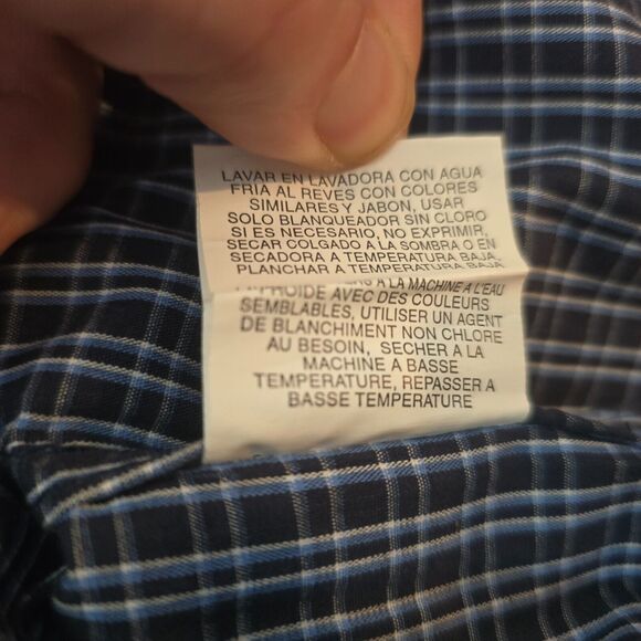 Wrangler Button Down Shirt Men's 2XL Blue Plaid Cool River Cotton Short Sleeve - Picture 7 of 14